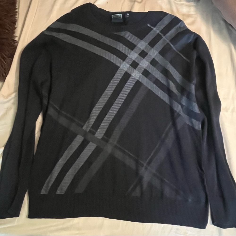 Anchor Blue Black Sweater with Gray Pattern